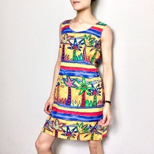 Vintage retro 90’s Hawaiian cartoon print dress